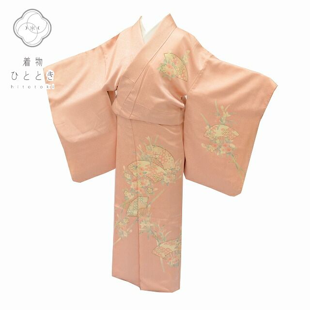 Vintage Japanese Kimono | Houmongi Kimono | Pink Silk | Fan Pattern | Size M | Sustainable | rr2215b