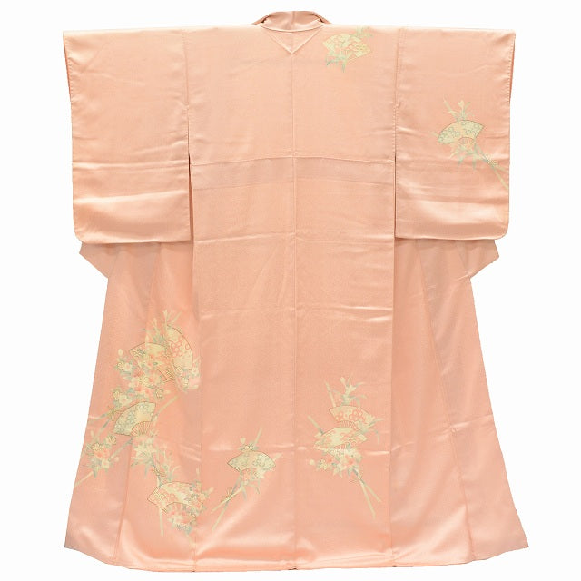 Vintage Japanese Kimono | Houmongi Kimono | Pink Silk | Fan Pattern | Size M | Sustainable | rr2215b