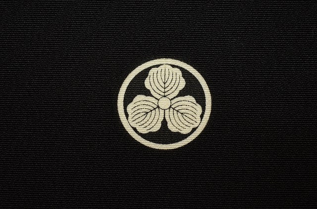 Vintage Japanese Kimono | Black Tomesode Kimono | Silk | Three Family Crests | Fan Paper Crane | Gold Embroidery | Sustainable | rr2217b