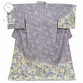 Vintage Japanese Kimono | Tsumugi Kimono | Purple Silk | Floral Stencil Pattern | Dry-cleaned | Tall Size LL | Sustainable | rrc1962a22
