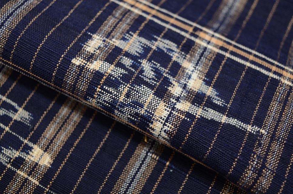 Vintage Japanese Kimono | Tsumugi | Navy Silk | Lattice Pattern | Unlined | Size M | Sustainable | ss0006b