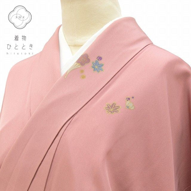 Vintage Japanese Kimono | Komon | Pink Purple Silk Crepe | Autumn Botanical | Size M | Sustainable | ss0017b