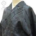 Vintage Japanese Kimono | Oshima Tsumugi | Black Silk | Wave Pattern | Excellent | Size M | Sustainable | ss0022b