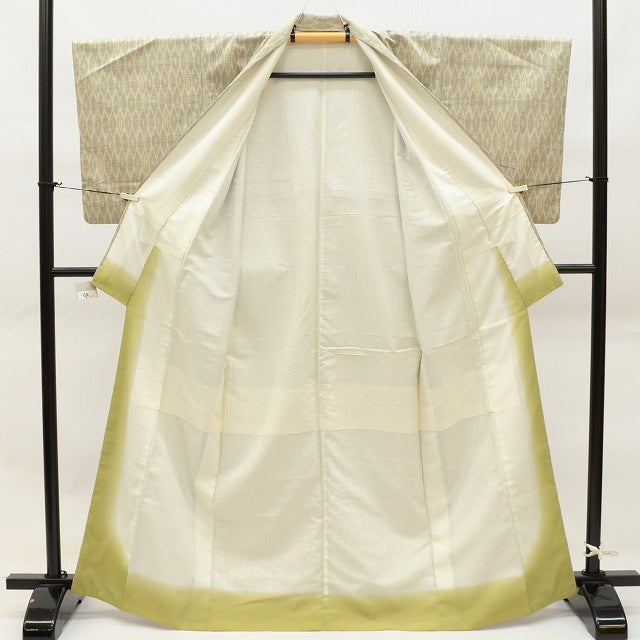 Vintage Japanese Kimono | Tsumugi | Beige Mixed Weave | Geometric Pattern | Petite Size S | Sustainable | ss0031b