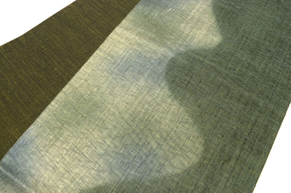 Vintage Japanese Obi | Summer Sha-re Fukuro Obi | Green Silk | Yokke Wave Pattern | Nishijin | Full-length | Unused | Sustainable | ss0083b