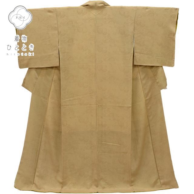Vintage Japanese Kimono | Komon | Brown Silk Crepe | Stream Pattern | Size L | Sustainable | ss0107b