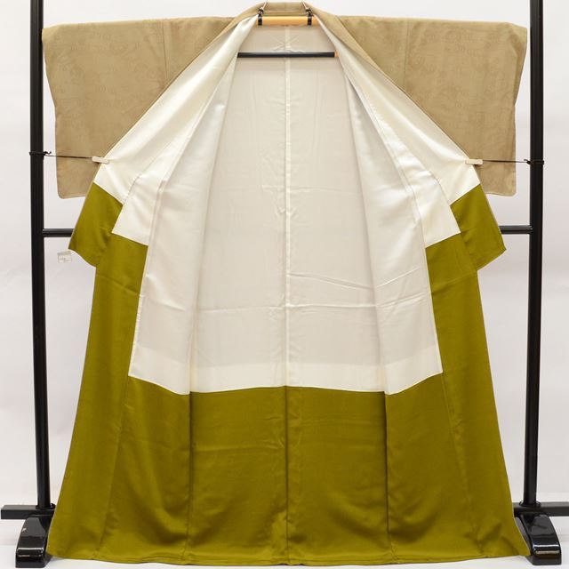 Vintage Japanese Kimono | Komon | Brown Silk Crepe | Stream Pattern | Size L | Sustainable | ss0107b