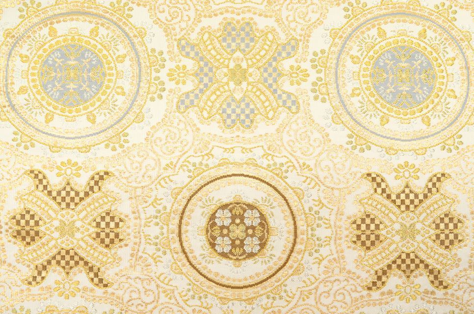 Vintage Japanese Obi | Fukuro Obi | Cream Silk | Raden Shell Pattern | Hand-woven | Full-length | Excellent | Sustainable | ss0116b