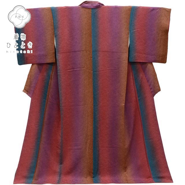 Vintage Japanese Kimono | Komon | Purple Blue Silk Crepe | Fukure-ori Bokashi | Size L | Sustainable | ss0123b