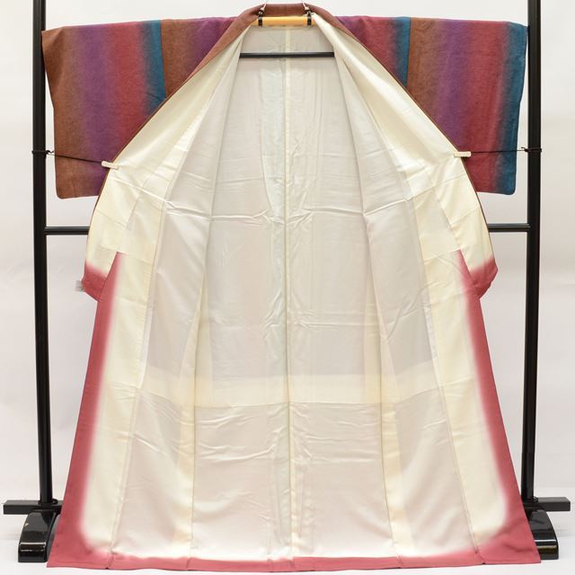 Vintage Japanese Kimono | Komon | Purple Blue Silk Crepe | Fukure-ori Bokashi | Size L | Sustainable | ss0123b