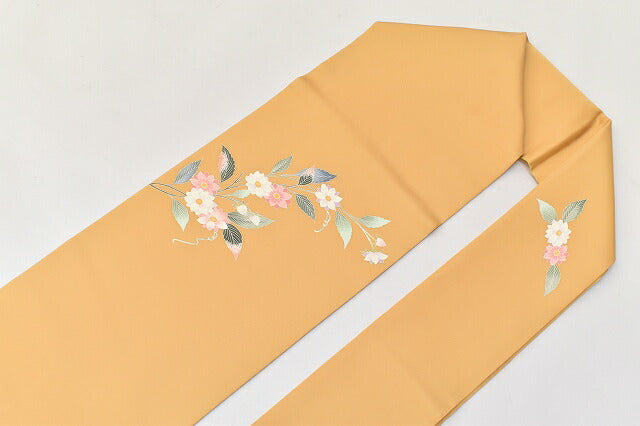 Vintage Japanese Obi | Nagoya Obi | Brown Silk Shiose | Floral | Kaga Yuzen | Artist Signed | Nine-sun | Sustainable | ss0184b
