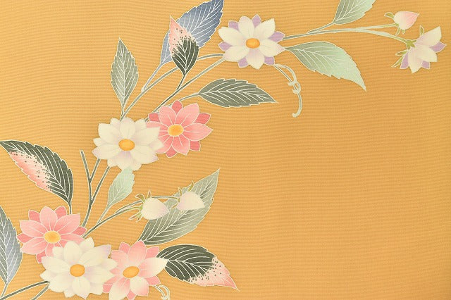 Vintage Japanese Obi | Nagoya Obi | Brown Silk Shiose | Floral | Kaga Yuzen | Artist Signed | Nine-sun | Sustainable | ss0184b
