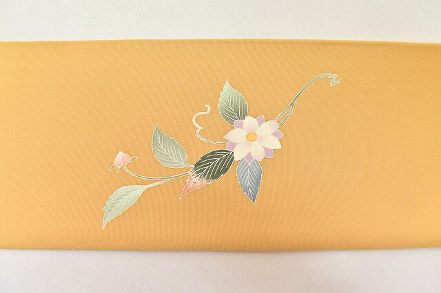 Vintage Japanese Obi | Nagoya Obi | Brown Silk Shiose | Floral | Kaga Yuzen | Artist Signed | Nine-sun | Sustainable | ss0184b