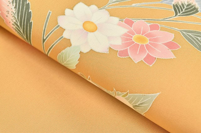 Vintage Japanese Obi | Nagoya Obi | Brown Silk Shiose | Floral | Kaga Yuzen | Artist Signed | Nine-sun | Sustainable | ss0184b