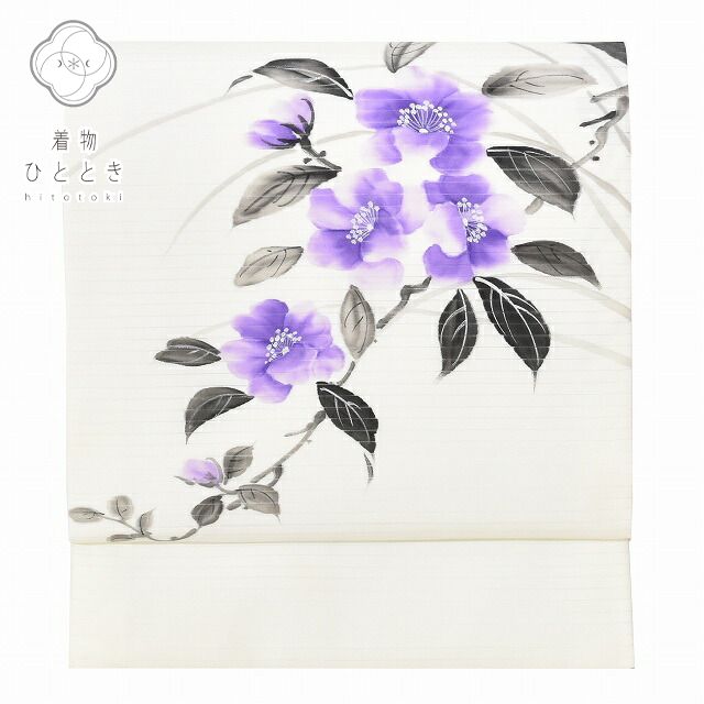 Vintage Japanese Obi | Summer Nagoya Obi | White Synthetic Ro | Floral | Nine-sun | Otaiko | Sustainable | ss0242b