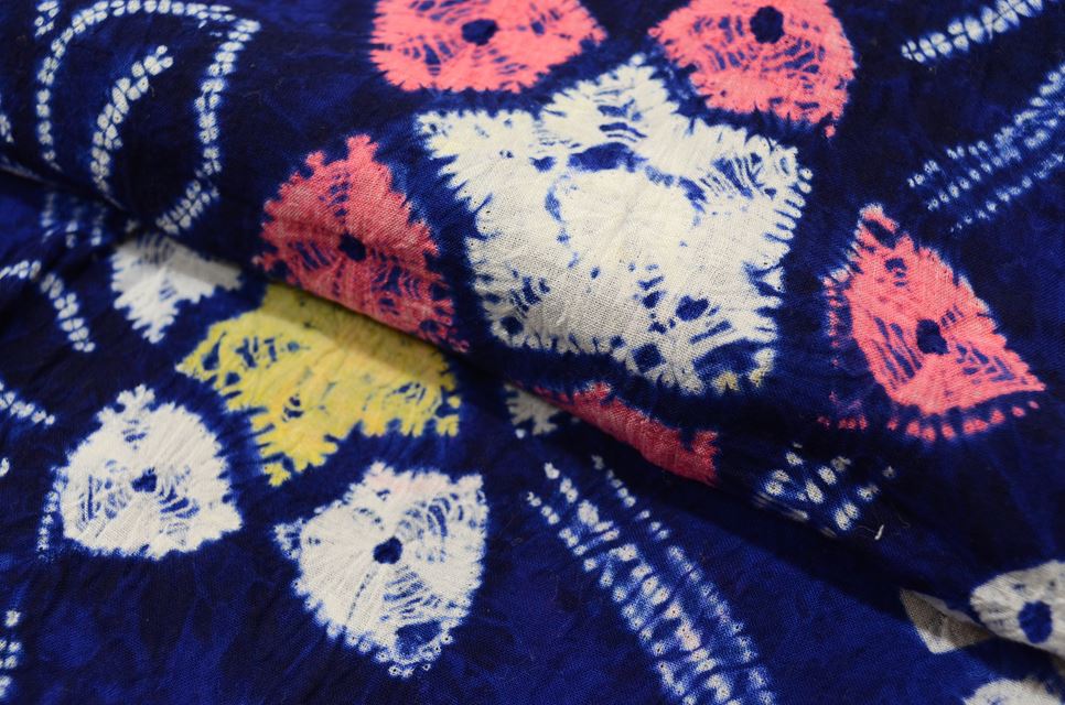 Vintage Japanese Yukata | Women's Yukata | Navy Cotton | Floral | Arimatsu Shibori | Petite Size SS | Sustainable | ss0257b
