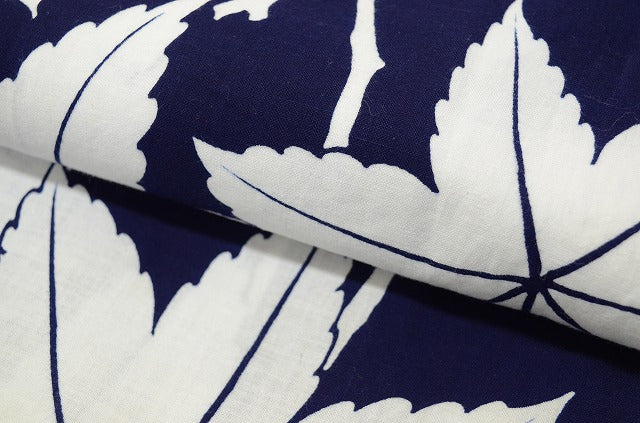 Vintage Japanese Yukata | Women's Yukata | Navy Cotton | Maple Pattern | Retro | Petite Size S | Sustainable | ss0311b