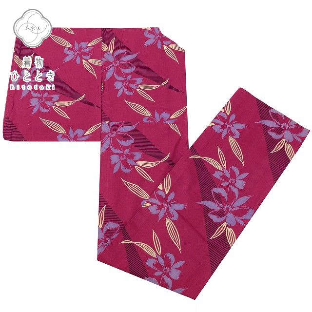 Vintage Japanese Yukata | Women's Yukata | Purple Silk | Floral | Unused | Tall Size LL | Sustainable | ss0319b
