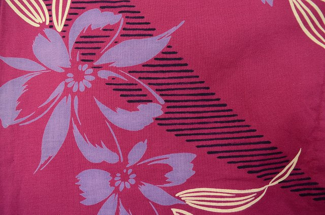 Vintage Japanese Yukata | Women's Yukata | Purple Silk | Floral | Unused | Tall Size LL | Sustainable | ss0319b
