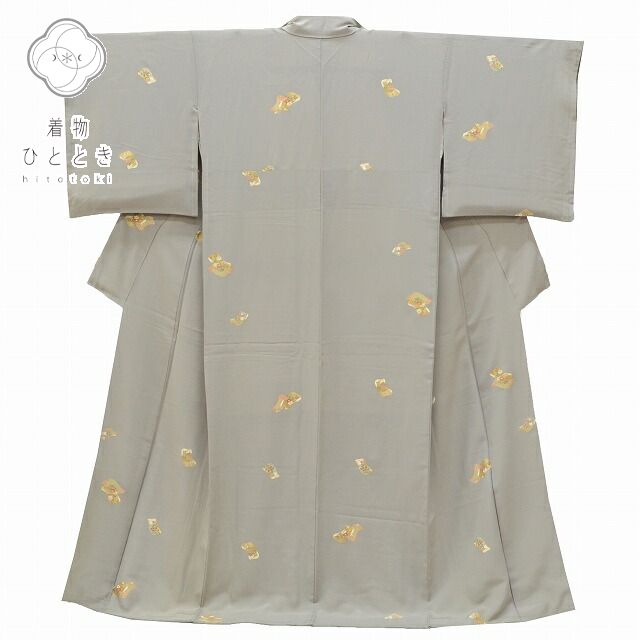 Vintage Japanese Kimono | Komon | Gray Silk Crepe | Dare-ga-sode Kimono Sleeve Pattern | Size L | Sustainable | ss0333b