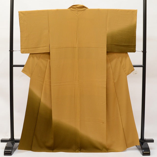 Vintage Japanese Kimono | Tsukesage | Yellow Brown Silk | Bokashi Pattern | Petite Size S | Sustainable | ss0336b