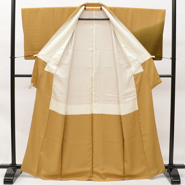 Vintage Japanese Kimono | Tsukesage | Yellow Brown Silk | Bokashi Pattern | Petite Size S | Sustainable | ss0336b