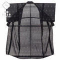 Vintage Japanese Kimono | Summer Tsumugi | Black Silk | Floral | Petite Size SS | Sustainable | ss0367b