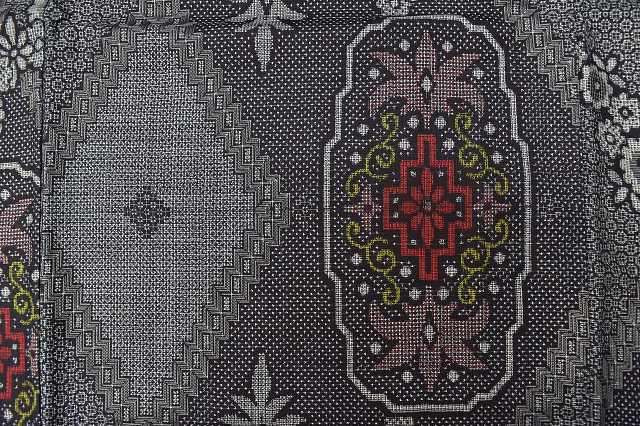 Vintage Japanese Kimono | Murayama Oshima Tsumugi | Gray Silk | Diamond Floral | Unused | Size M | Sustainable | ss0407b
