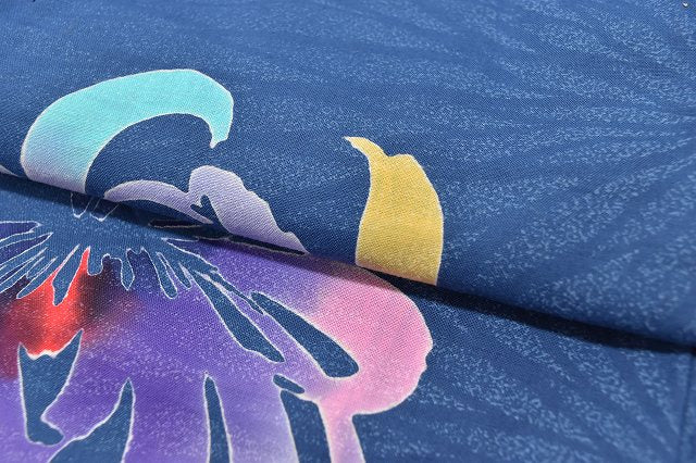 Vintage Japanese Yukata | Women's Yukata | Navy Cotton | Floral | Size M | Sustainable | ss0432b