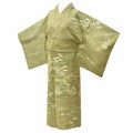 Vintage Japanese Kimono | Tsumugi | Green Silk | Botanical Bokashi | Unlined | Petite Size S | Sustainable | ss0447b