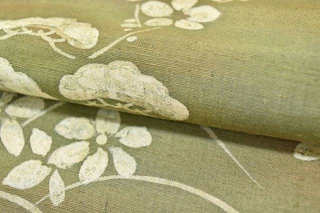 Vintage Japanese Kimono | Tsumugi | Green Silk | Botanical Bokashi | Unlined | Petite Size S | Sustainable | ss0447b