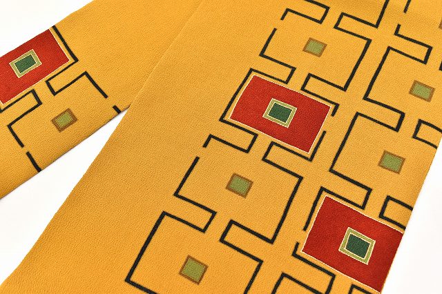 Vintage Japanese Obi | Nagoya Obi | Brown Silk Chirimen | Geometric | Dye Obi | Nine-sun | Excellent | Sustainable | ss0485b