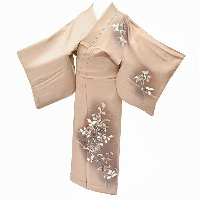 Vintage Japanese Kimono | Tsukesage | Purple Silk | Nandina Pattern | Yuzen | Size L | Sustainable | ss0514b