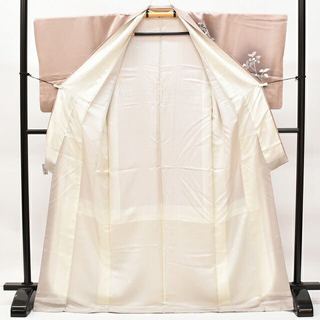 Vintage Japanese Kimono | Tsukesage | Purple Silk | Nandina Pattern | Yuzen | Size L | Sustainable | ss0514b