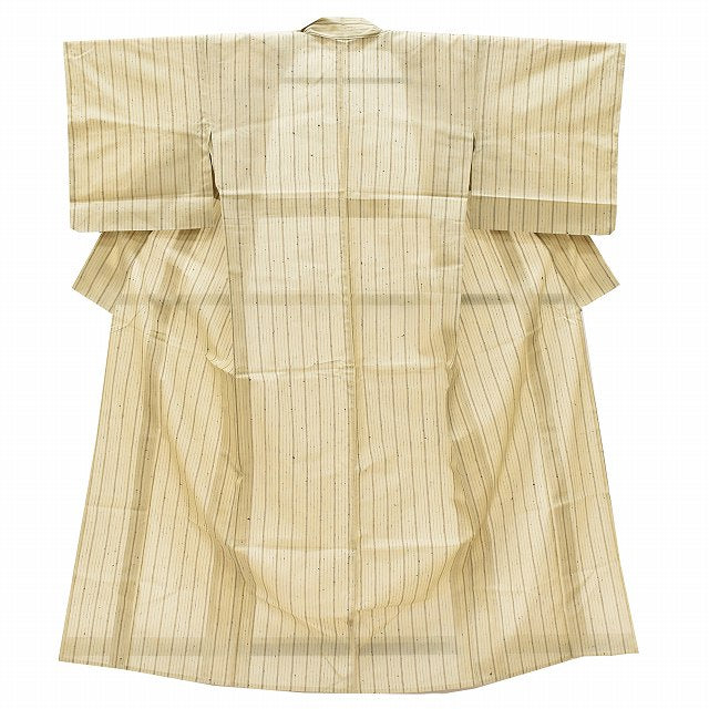 Vintage Japanese Kimono | Summer Tsumugi | Beige Silk | Stripe Pattern | Petite Size S | Sustainable | ss0530b