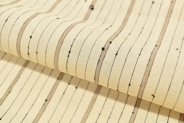 Vintage Japanese Kimono | Summer Tsumugi | Beige Silk | Stripe Pattern | Petite Size S | Sustainable | ss0530b