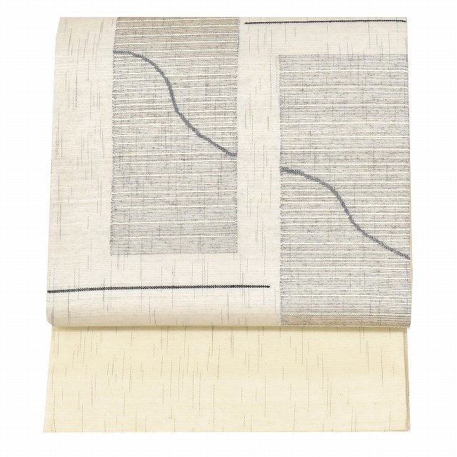 Vintage Japanese Obi | Summer Sha-re Fukuro Obi | Cream Silk Sha | Stripe Pattern | Formal | Sustainable | ss0542b