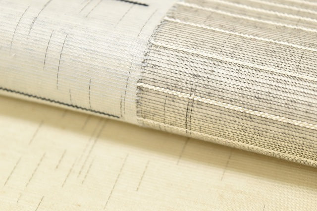 Vintage Japanese Obi | Summer Sha-re Fukuro Obi | Cream Silk Sha | Stripe Pattern | Formal | Sustainable | ss0542b