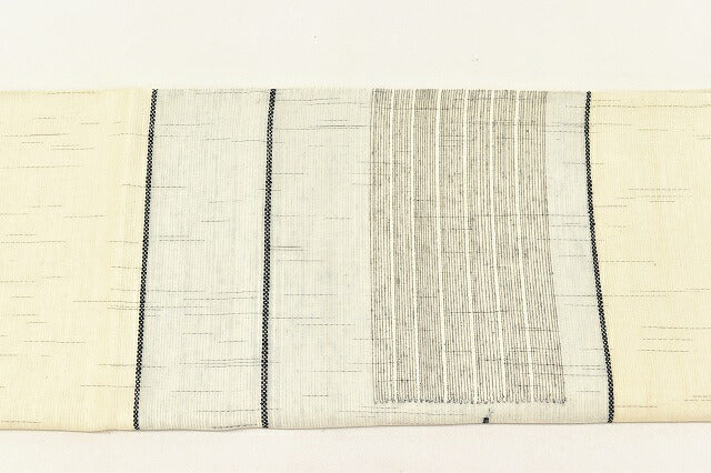 Vintage Japanese Obi | Summer Sha-re Fukuro Obi | Cream Silk Sha | Stripe Pattern | Formal | Sustainable | ss0542b