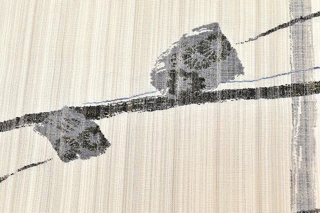 Vintage Japanese Obi | Summer Fukuro Obi | Beige White Silk | Botanical Pattern | Casual | Sustainable | ss0546b