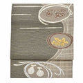 Vintage Japanese Obi | Summer Sha-re Fukuro Obi | Brown Black Silk | Vegetable Pattern | Nishijin | Certified | Sustainable | ss0550b
