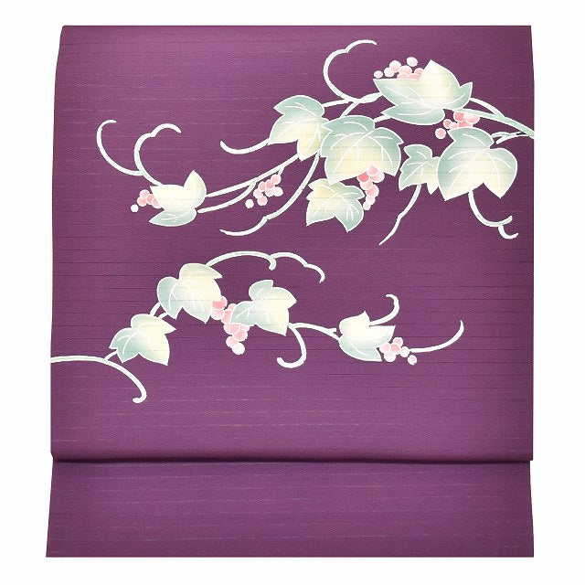 Vintage Japanese Obi | Summer Nagoya Obi | Purple Silk Ro | Grape Pattern | Nine-sun | Sustainable | ss0553b