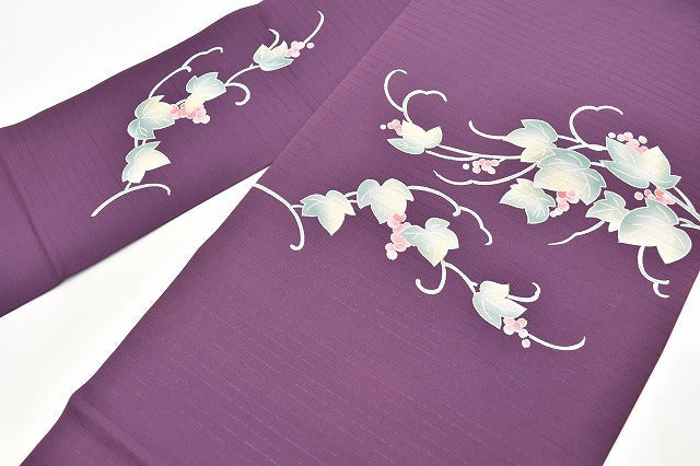 Vintage Japanese Obi | Summer Nagoya Obi | Purple Silk Ro | Grape Pattern | Nine-sun | Sustainable | ss0553b