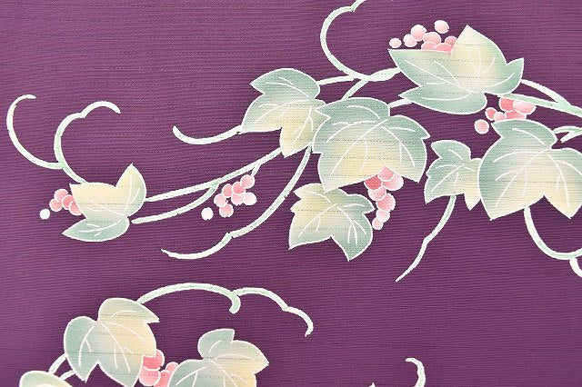 Vintage Japanese Obi | Summer Nagoya Obi | Purple Silk Ro | Grape Pattern | Nine-sun | Sustainable | ss0553b
