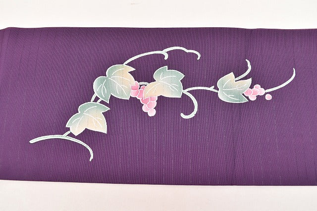 Vintage Japanese Obi | Summer Nagoya Obi | Purple Silk Ro | Grape Pattern | Nine-sun | Sustainable | ss0553b