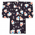 Vintage Japanese Yukata | Girl's Yukata | Navy Cotton | Tulip Butterfly Pattern | Unused | Children's Size | Sustainable | ss0554b