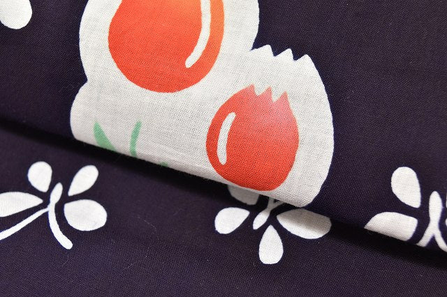 Vintage Japanese Yukata | Girl's Yukata | Navy Cotton | Tulip Butterfly Pattern | Unused | Children's Size | Sustainable | ss0554b