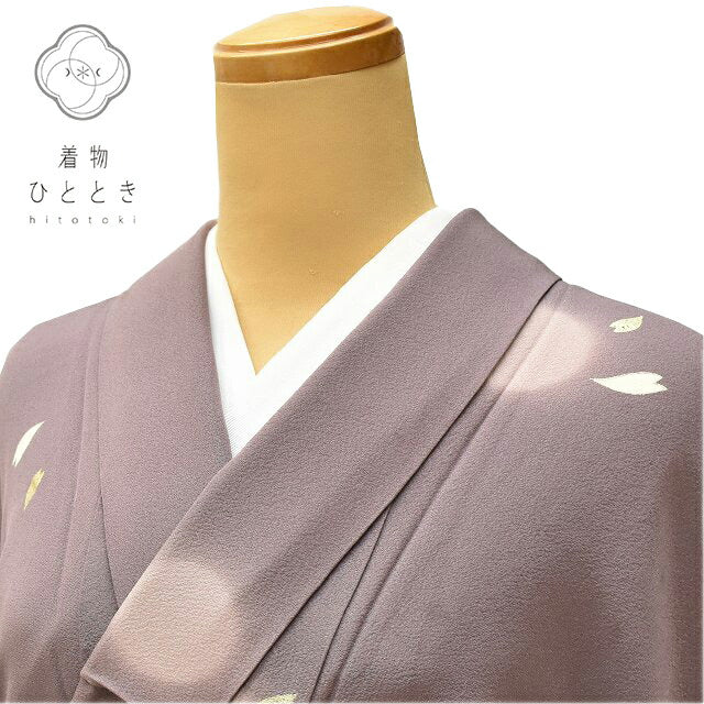 Vintage Japanese Kimono | Komon | Purple Silk | Circle Sakura Pattern | Tango Chirimen | Petite Size S | Sustainable | ss0583b