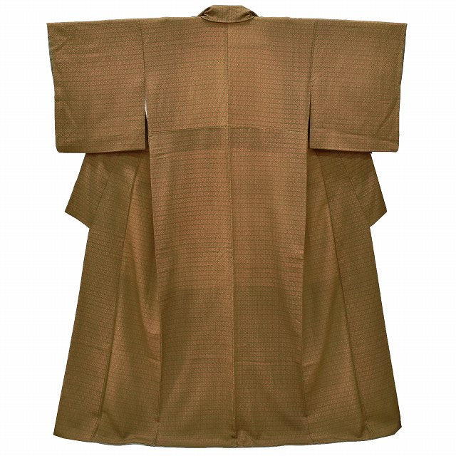 Vintage Japanese Kimono | Komon | Brown Silk Crepe | Geometric Pattern | Petite Size M | Sustainable | ss0593b