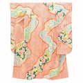 Vintage Japanese Kimono | Furisode & Nagajuban Set | Orange Silk | Four-season Floral | Shibori Gold Embroidery | Sustainable | ss0662b